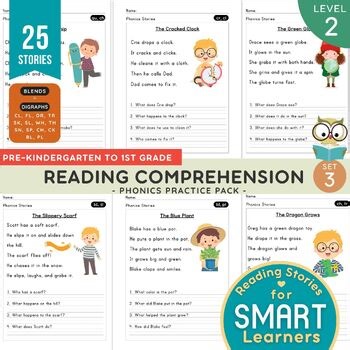 Reading Comprehension Worksheets Kindergarten & Grade 1 | 25 Short Stories
