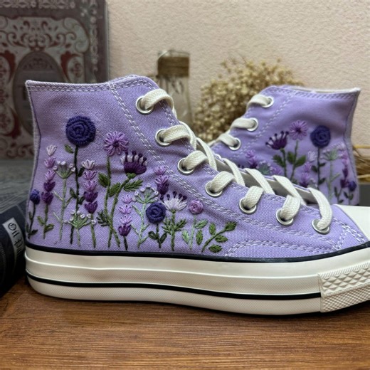 Hand-embroidered Floral Converse Sneakers: Custom Wedding Shoes - Etsy Canada