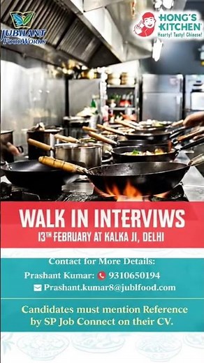 Hong’s Kitchen Hiring 🔥 Walk-In Interview | Restaurant General Manager | Delhi | 13 Feb 2026 #cook