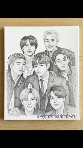 All BTS Members Sketch Drawing #bts #pencil #rm #jin #suga #jhope #jimin #taehyung #jungkook#shorts