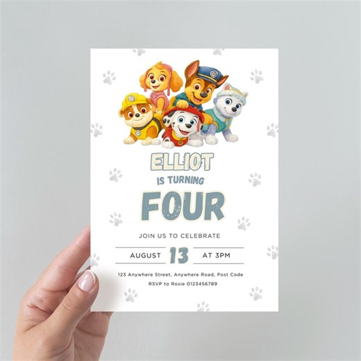 Puppy Patrol Birthday Invitation Template, Kids Paw-ty, Editable Canva (instant Download) - Etsy