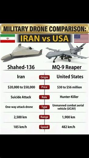 Military Drone Comparison: Iran vs. USA
