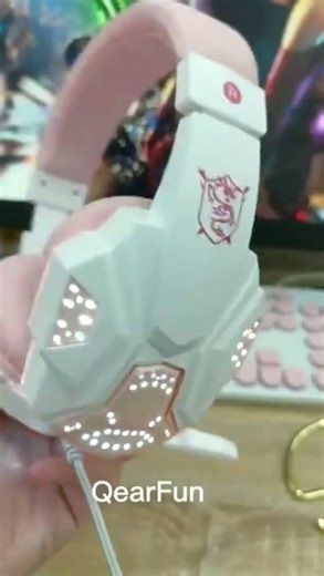 QearFun New Pink Headphones for PC Girls Gaming Wired Headset with Microphone Gamer - Order now