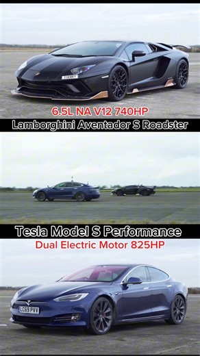 159K views · 1K reactions | Lamborghini Aventador S Roadster Vs Tesla Model S Performance Roll Race #lamborghinni #aventador | Dump The Clutch Racing | Facebook