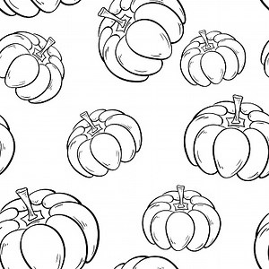 Halloween pumpkin pattern. Black and white seamless background for...