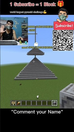 1 Sub = 1 Block 😳 Pyramid Challenge STARTS! | Hour 0 🧱🔥 #1Sub1Block #Minecraft #Gaming #Shorts
