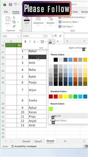 Cell Color Formula in Excel | Cell Color change | #excel