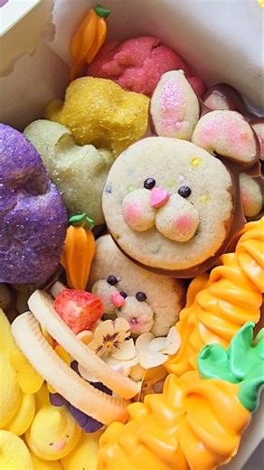Funfetti Easter Bunnie Cookies 🐰 Chocolate dipped 🍫 #cookies #asmrsounds #asmrfood #shorts