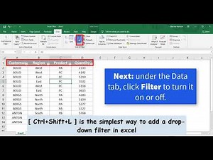 How to Display the Filter Drop Down headings in Excel