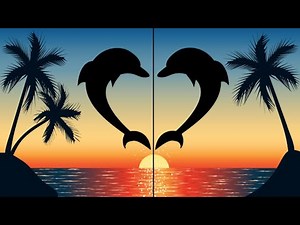 Easy Dolphin Date Night Double Canvas painting step by step | TheArtSherpa