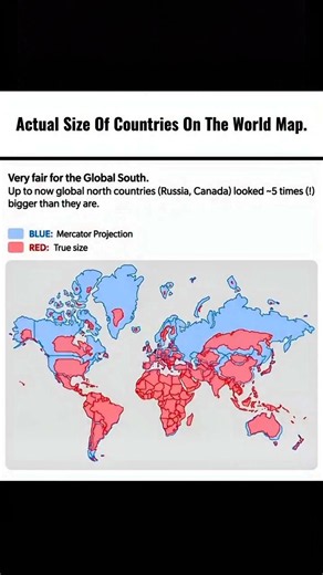 The True Size of Countries 🌍 | World Map vs Reality #TrueSize #WorldMap #MercatorProjection #Shorts