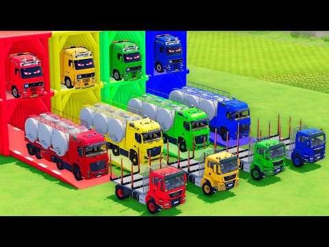 TRANSPORTING POLICE CARS, AMBULANCE, FIRE TRUCK COLORFUL CARS WITH TRAIN - FARMING SIMULATOR 22 #103