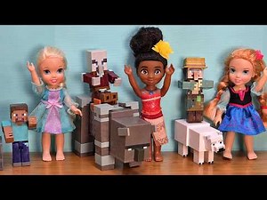 Minecraft trouble is waiting 😲 Elsa & Anna toddlers & Moana