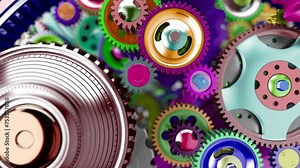 Corporate animation showcasing gears and cogs in motion, representing the efficiency of people working together in a firm.