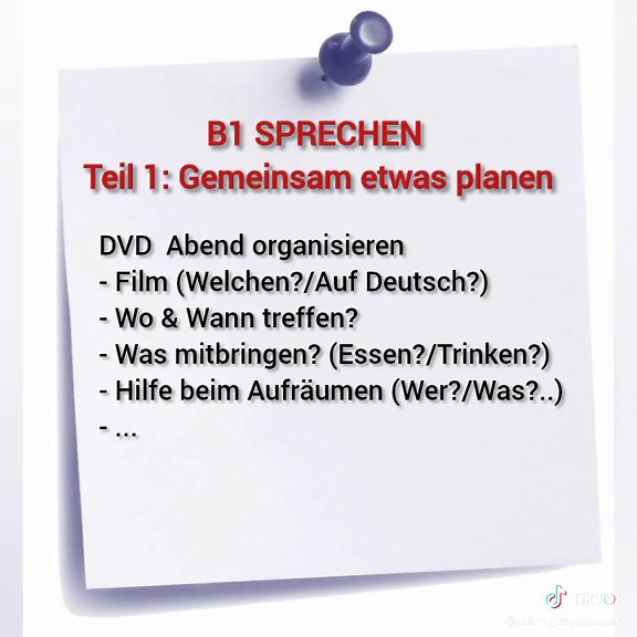Goethe Zertifikat B1 Sprechen | B1 Sprechen Teil 1: Gemeinsam etwas planen | Learn German