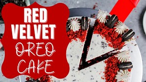 This red velvet Oreo cake is moist, tender and frosted with Oreo cream cheese buttercream! It's a match made in cake heaven!! Get the full recipe here: https://chelsweets.com/2021/02/11/red-velvet-oreo-cake/ | Chelsweets