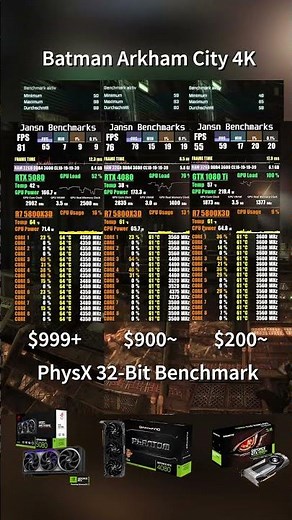 PhysX Comparison: RTX 5080 vs RTX 4080 vs GTX 1080 Ti #rtx5080 #rtx4080 #gtx1080ti