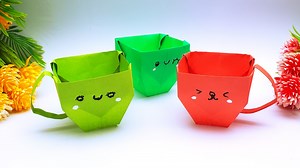 How To Make An Origami Cute Coffee Cup | DIY Mini Paper Tea Cups | Paper cup craft ideas #PaperMug #OrigamiCooffeCup #PaperCupCrafts | Mr. Creator