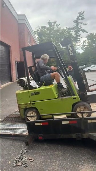 Driving Forklift Up a Trailer Ramp || ViralHog