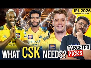 IPL 2026 Auction: CSK AUCTION STRATEGY || Chennai Super Kings Full Squad Analysis 2026