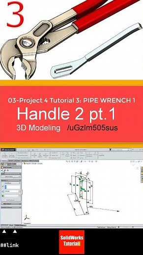 3- Project 4| Wrench 1 |SolidWorks Tutorial : handle 2 pt.1 #3d #solidworks #tutorial #cad