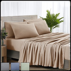 Bibb Home 6-Piece Rayon From Bamboo Chambray 2000 Thread Count SnugGrip Sheets
