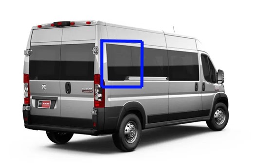 VWD Ram ProMaster Van Fixed Window 2014+ Passenger Side Rear Quarter 1