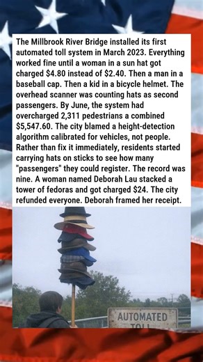 AUTOMATED TOLL BRIDGE CHARGES PEDESTRIANS DOUBLE FOR HATS 🎩🌉😂