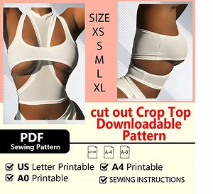 Cut Out Crop Top Sewing Pattern: Women's Fashion (A4/US Letter/a0 Printable PDF) - Etsy