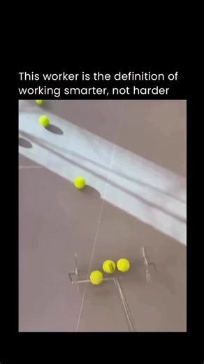 technology.ieo | What looks like a simple pass across the court is actually a smart efficiency upgrade. Instead of bending down over and over, this worker... | Instagram