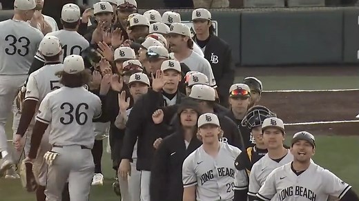 The Long Beach State Dirtbags Baseball do it again‼️ They defeat No. 4 Mississippi State, 13-3, to take the weekend series. #NCAABaseball x 🎥 TW/LBDirtbags | NCAA Baseball