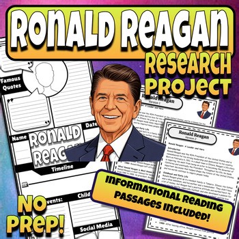Ronald Reagan Biography Reading & Poster Activity | Presidents Day