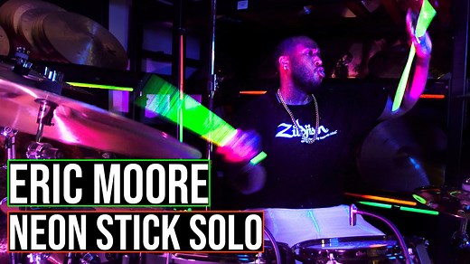 Watch as Eric Moore Professional Drummer performs a Stick-Trick Filled Drum Solo featuring the Neon Series Zildjian Sticks! These super vibrant sticks glow under black lights, allowing you to heighten the spectacle of your live shows at small local venues and big arenas! Available in green, yellow and pink! #ZildjianSticks #StickTricks #NeonSticks #ZildjianFamily | Zildjian Company