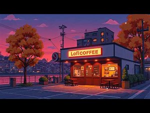 Riverside Autumn Coffee ☕ Warm Lofi Cafe Glow 🍂 Lofi Hip Hop ~ Lofi Beats For Study, Work & Relax.