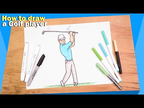 How to draw a Golf Player easy