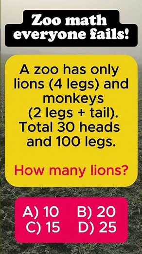 Zoo Math Challenge! 30 Heads & 100 Legs? 🦁🐒 #shorts
