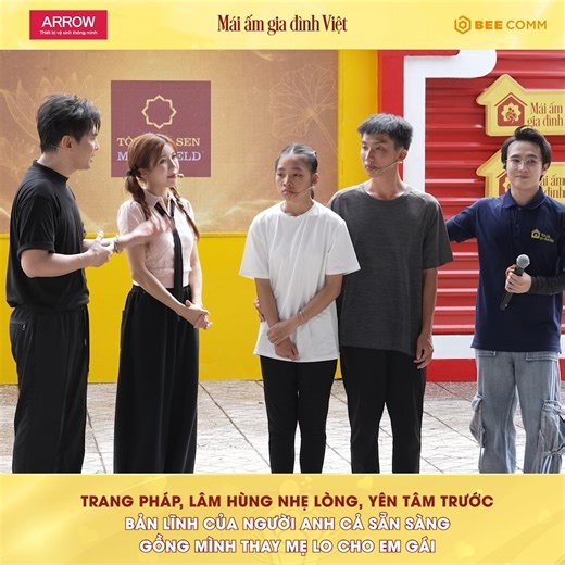 Trang Pháp, Lâm Hùng nhẹ lòng, yên tâm trước bản lĩnh của người anh cả sẵn sàng gồng mình thay mẹ lo cho em gái ----- 👉 Đón xem TẬP 161 MÁI ẤM GIA ĐÌNH VIỆT được phát sóng vào lúc 19H30 THỨ 6 | 21.11.2025 trên kênh HTV7 và phát lại lúc 19H55 trên YOUTUBE BEE COMM NETWORK ----- 📺 Chương trình Mái Ấm Gia Đình Việt do Công ty Truyền thông Bee phối hợp với Đài Phát thanh - Truyền hình Thành phố Hồ Chí Minh thực hiện, được tài trợ bởi Hệ thống siêu thị Vật liệu xây dựng và nội thất Hoa Sen Home (Tậ