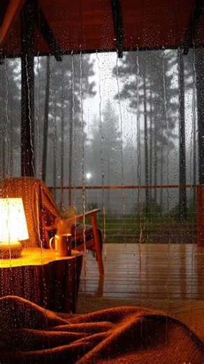 POV: You're Sleeping in a Warm Glass Cabin While Heavy Rain Falls in a Foggy Pine Forest 🌧️🌲