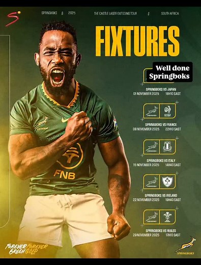Only one game left but you did us proud already #springbokke #rugbyunion #champions | SA Events