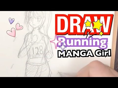 Draw running Girl (sketch with pencil) draw body structure with me!