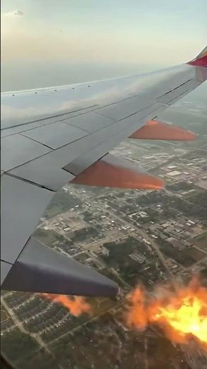 Watch: Passenger spots flames spitting from Southwest plane engine #Shorts