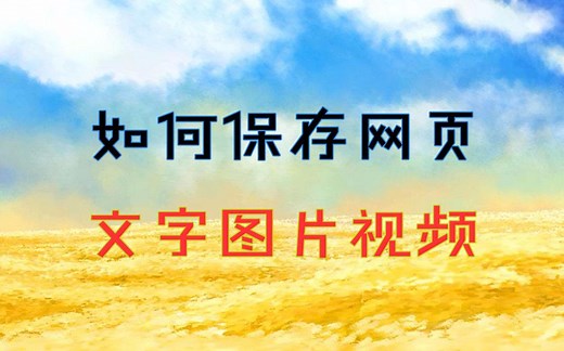 如何保存网页中的文字、图片和视频