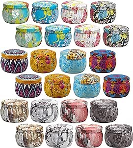 Candle Tins Containers with Lids 4 oz 24 Piece Empty Candle Jars for Making Candles Decorative Tin Candle Making DIY