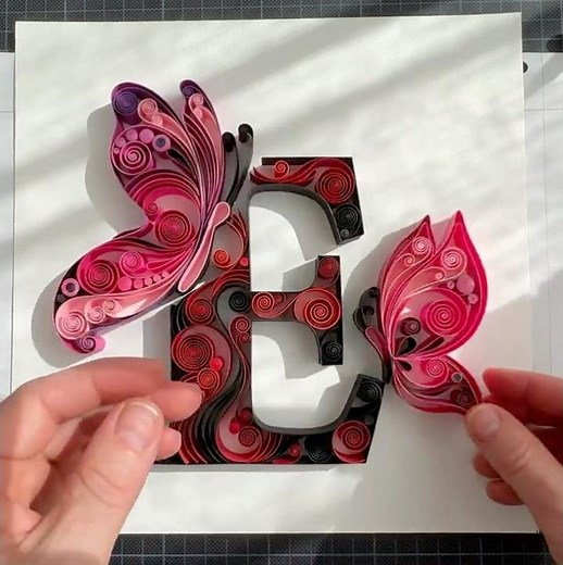Quilling Letter E with butterflies #art #diy #craft #homemadepapercraft #quillingart #handmade