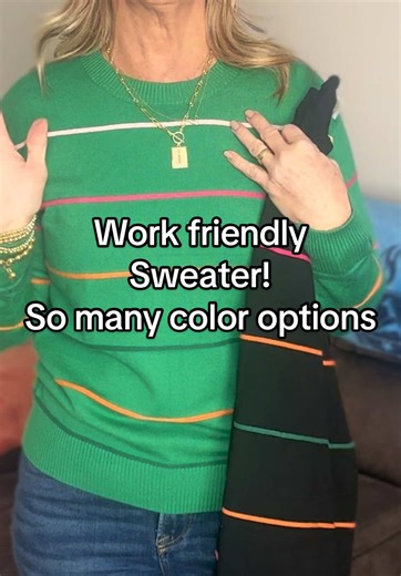 Work friendly sweater-also legging friendly! #sweater #stripesweater #womensfashion #springfashion #tiktokfinds