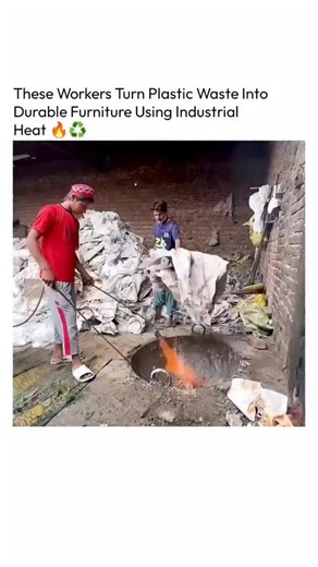 The Technology | These men are using plastic most people see as waste and turning it into furniture using industrial heat and pressure. ♻️ 🛋️ In this... | Instagram