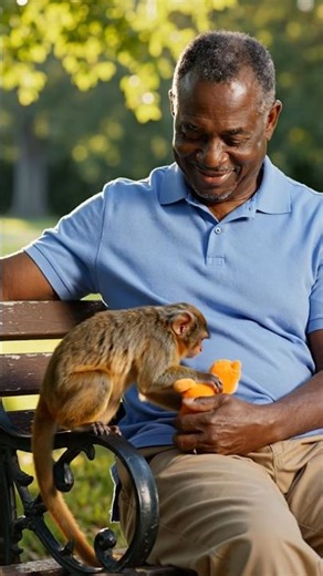 a man standing in park and monkeys standing in men sitting in table#shortvideo #viral #aiguruodia