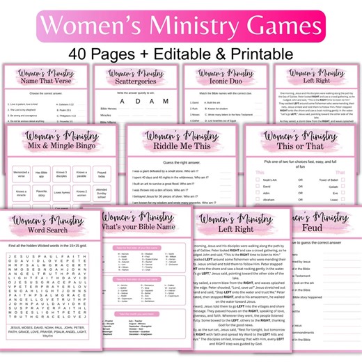 Women's Ministry Games Bundle, 40 Printable Church Games, Christian Ladies Fellowship Activities, Bible Study Icebreaker Games - Etsy