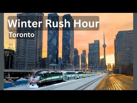 GO Transit Rush Hour at Union Station | Winter Sunset Rail Action in Toronto