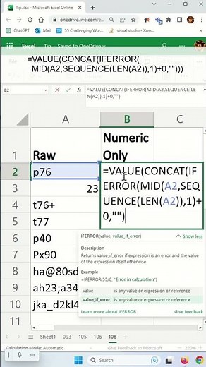 Formula to ignore letters/special characters in cells and only put numbers - Excel Tricks #shorts